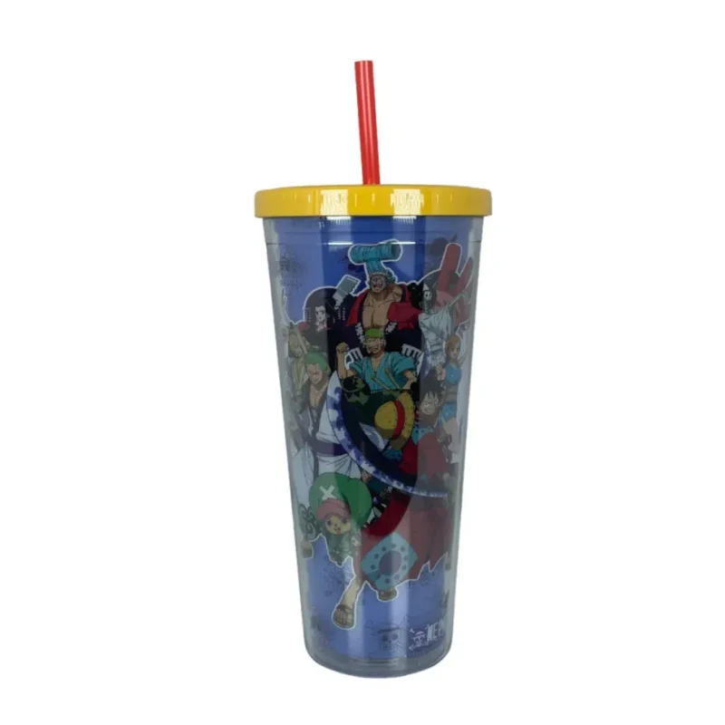 Geek Industry Vaso de Acrilico con tapa y popote One Piece Mugiwaras doble pared